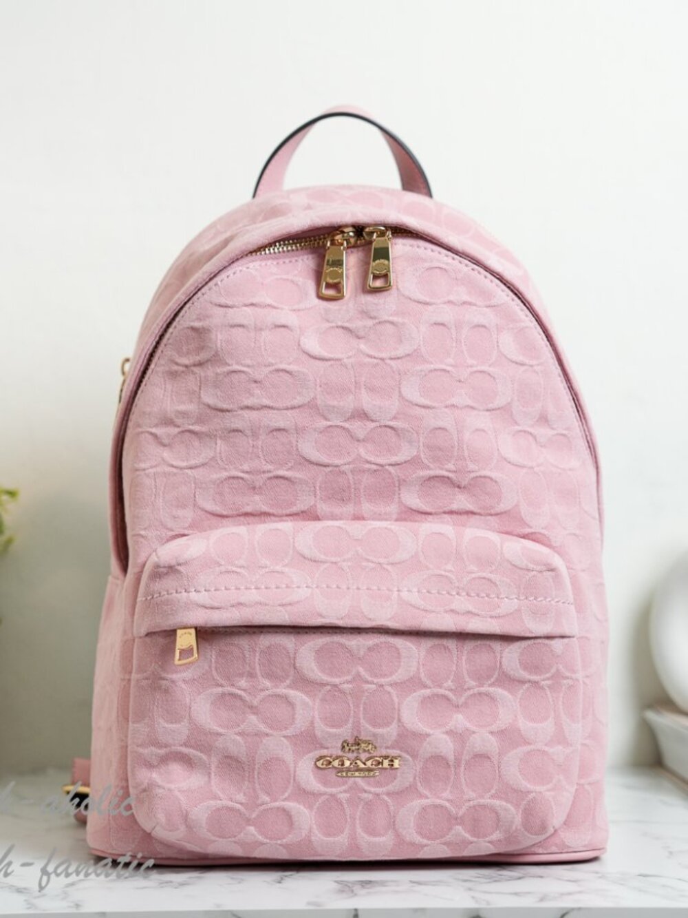 Coach CER70 Taylor Backpack in Signature Denim & Smooth Leather Light Pink NWT